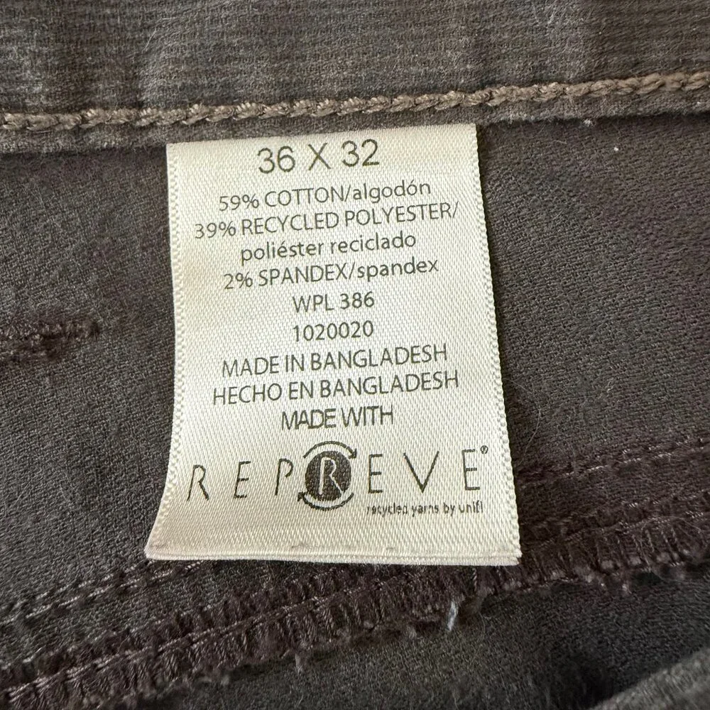 Haggar‎ H26 Mens Stretch Fine Wale Corduroy Pants 36x32 Charcoal 5 Pocket Preppy